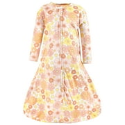 Hudson Baby Infant Girl Long Sleeve Cotton Jersey Sleeping Bag, Peace Love \u0026 Flowers, 0-6 Months